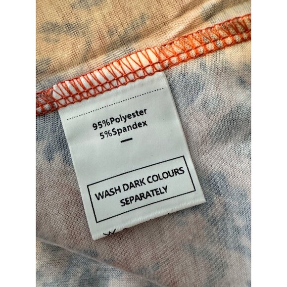 Ofeefan Sleevless Print Tank Size XL Orange Pleated V Neck NWT Stretchy - Picture 4 of 9